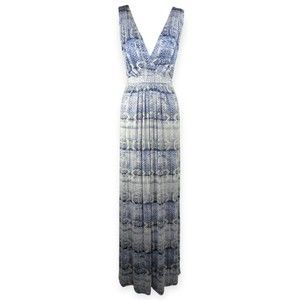 TART Brand Maxi Dress Faux Wrap Blue Print Boho Batik Stretch Super Soft 1X XL